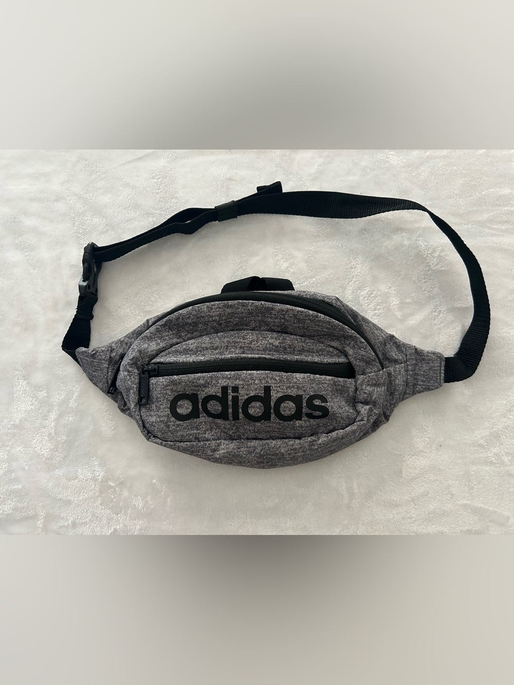 Adidas Gray Black Waist Bag Zipper Pocket Fanny Pack